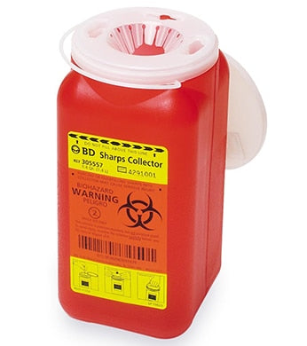 BD Multi-use One-piece Sharps Collectors, 1.4 Qt, Small, Red, 36/cs