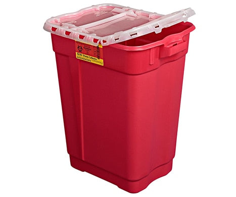 BD Extra Large Sharps Collectors, 17 Gal, Hinged Top, Red, 5/cs