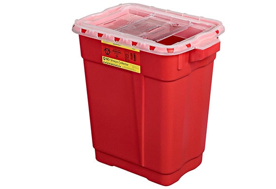 BD Extra Large Sharps Collectors, 9 Gal, Slide Top, Red, 8/cs (8 cs/plt)