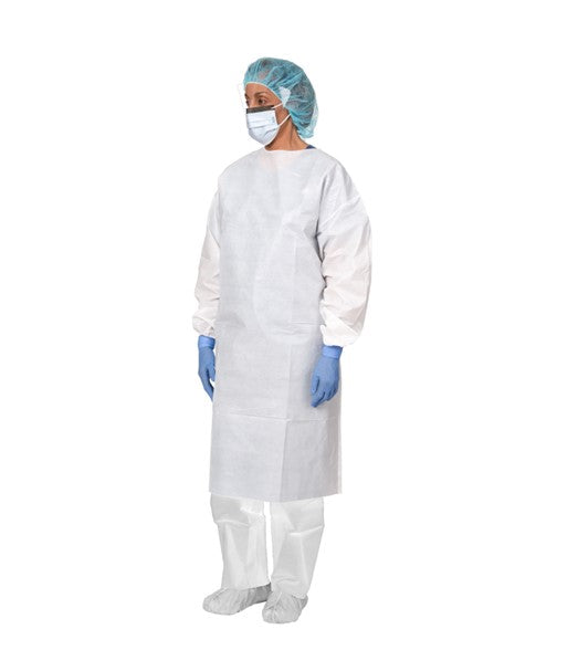 Aspen Surgical 35-5703 Isolation Gowns, Tyvek, Isolation, Tie Collar w/ Knit Cuff, White, Universal, 30/cs