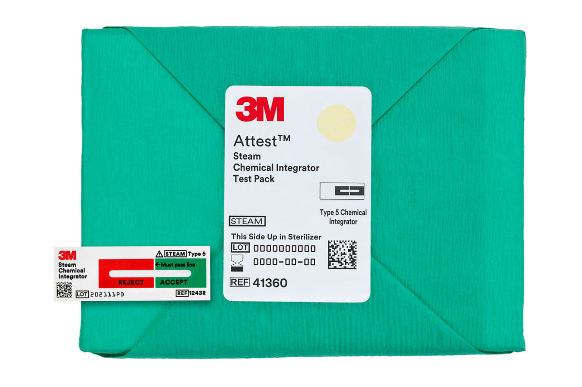 3M™ Attest™ Steam Chemical Integrator Test Pack, 41360, Type 5, 16/CAR,4 CAR/CS, 64/CS