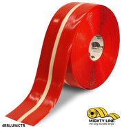 Mighty Line 4 in Red MightyGlow with Luminescent Center Line, 100 ft Roll, Floor Tape & Safety Floor Tape