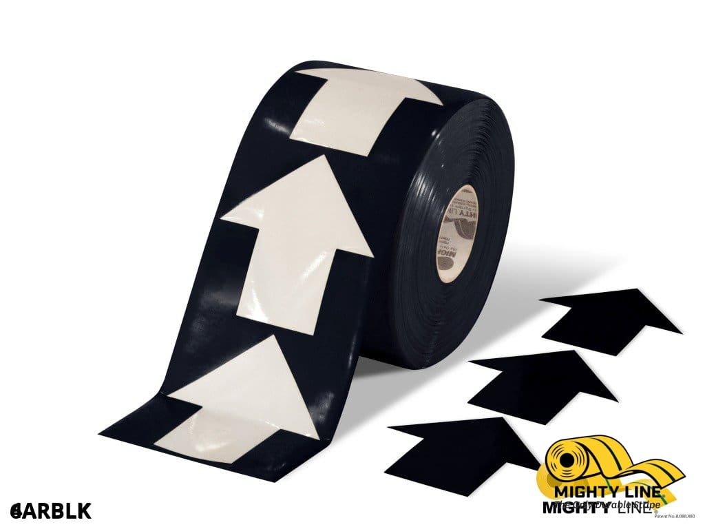 Mighty Line 4 in Wide Solid Black Arrow Roll 280 Arrows Tape