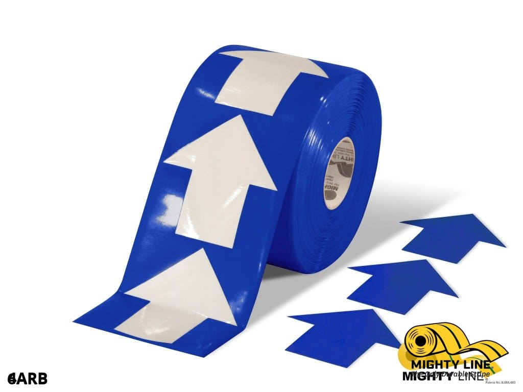 Mighty Line 4 in Wide Solid Blue Arrow Roll 280 Arrows Tape