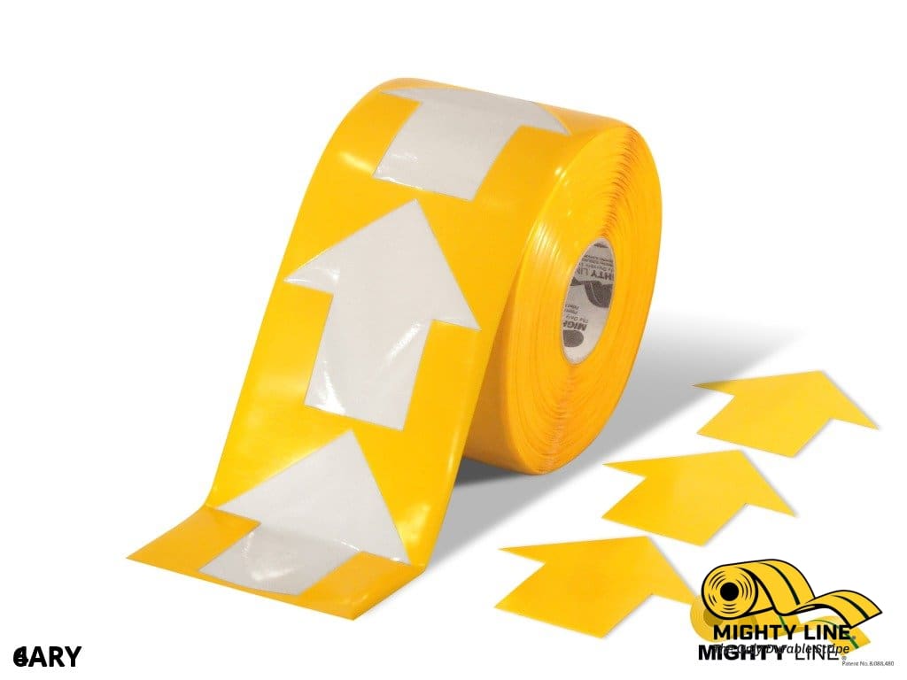 Mighty Line 4 in Wide Solid Yellow Arrow Roll 280 Arrows Tape