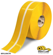 Mighty Line 4 in Yellow MightyGlow with Luminescent Center Line, 100 ft Roll, Floor Tape & Safety Floor Tape