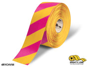 Mighty Line 4 in Yellow Tape with Magenta Chevrons, 100 ft Roll, Safety Floor Tape