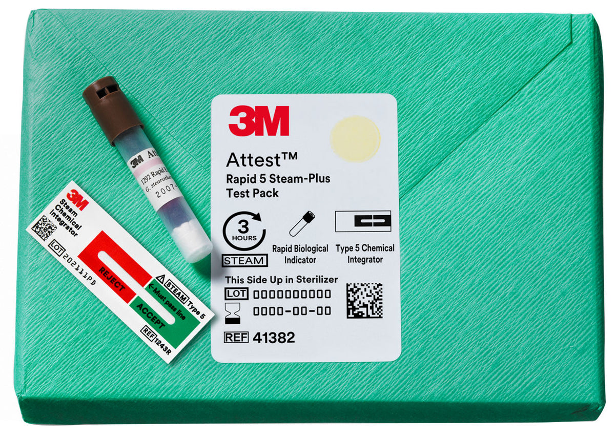3M™ Attest™ Rapid Steam Biological Indicator Test Pack with Type 5 CI, 41382, Brown Cap, 3 hr, 16/CAR, 4 CAR/CS, 64/CS