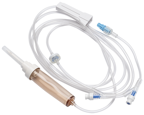 BD Carefusion Infusion Disposables: Gravity Set, Includes: Check Valve, Roller Clamp, (2) SmartSite Needle-Free Valves 4", 78" from Fixed Male Luer Lock, 10 drops/L, 104", 23 ml PV, Sterile, 100/cs