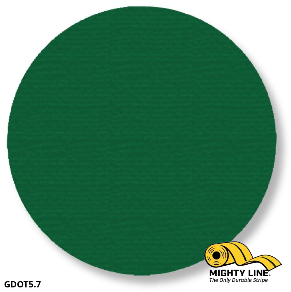 Mighty Line 5.7 in GREEN Solid DOT, Pack of 100, Floor Marking
