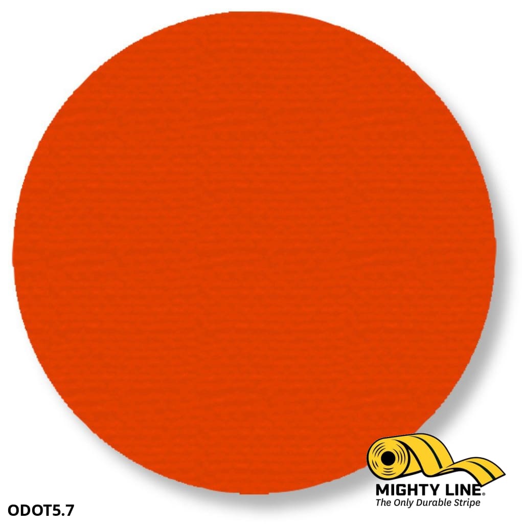 Mighty Line 5.7 in ORANGE Solid DOT, Pack of 100, Floor Marking