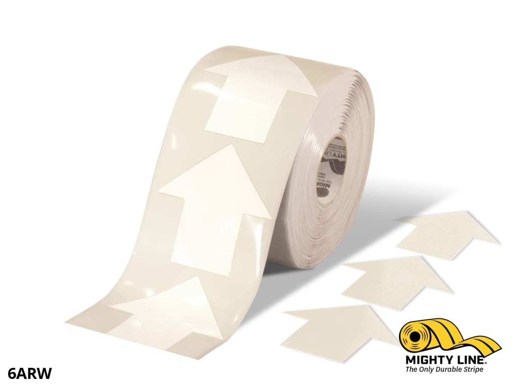 Mighty Line 5.5 in White Arrow Floor Tape Roll