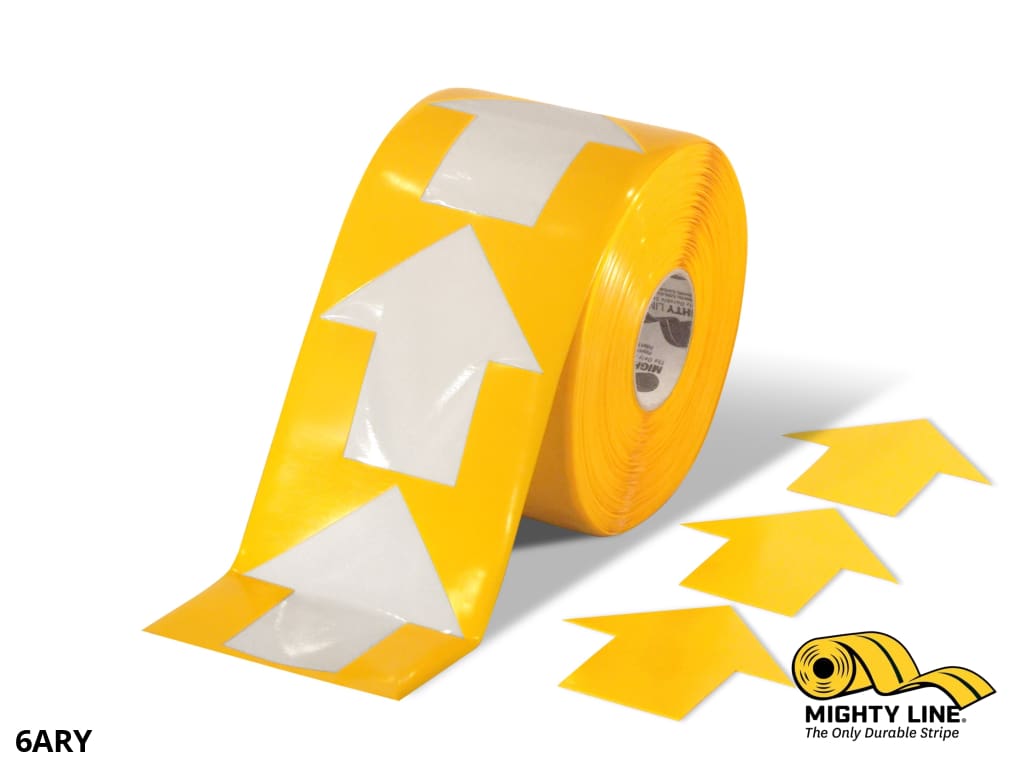 Mighty Line 5.5 in Wide Solid Yellow Arrow Roll 200 Arrows Tape