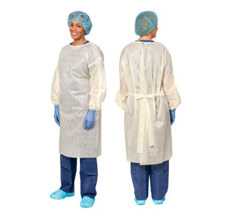 Aspen Surgical 51178 Isolation Gowns, SMS, AAMI Level 2 Isolation, SMS, Full Back w/ Elastic Cuff, Yellow, XL