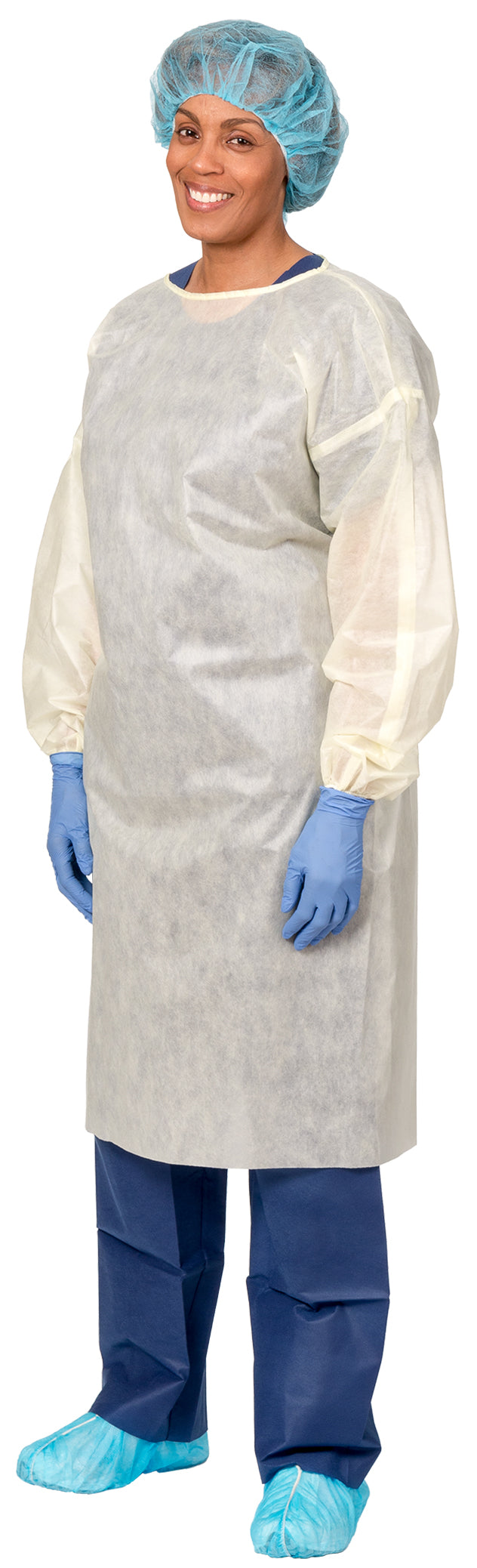 Aspen Surgical 51177 Isolation Gowns, SMS, AAMI Level 2 Isolation, Full Back w/ Elastic Cuff, Yellow, Universal