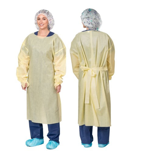 Aspen Surgical 51193 Isolation Gowns, SMS, Over the Head, w/ Elastic Wrist, Yellow, XL