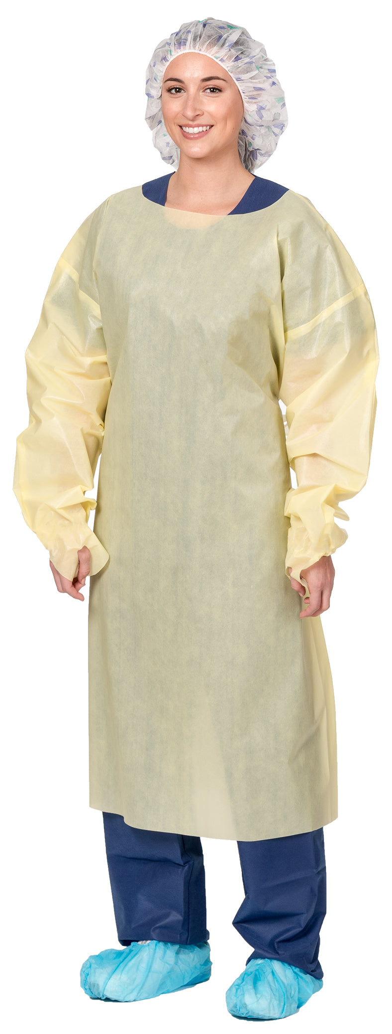 Aspen Surgical 51192FC Isolation Gowns, SMS, AAMI Level 2, Over the Head, Full Coverage, Yellow, Large, 100/cs