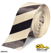 Mighty Line 6 in White Tape with Black Chevrons, 100 ft Roll, Safety Floor Tape