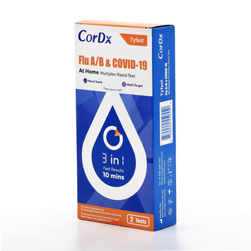 CorDx Tyfast COVID-19/Flu A&B Rapid Self-Test (2 Tests / Kit) Case of 90 Kits
