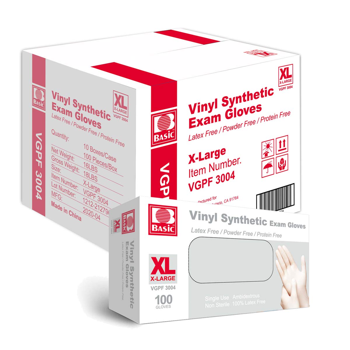 Intco Basic Clear Vinyl Exam Gloves (3-mil) Case of 10 boxes