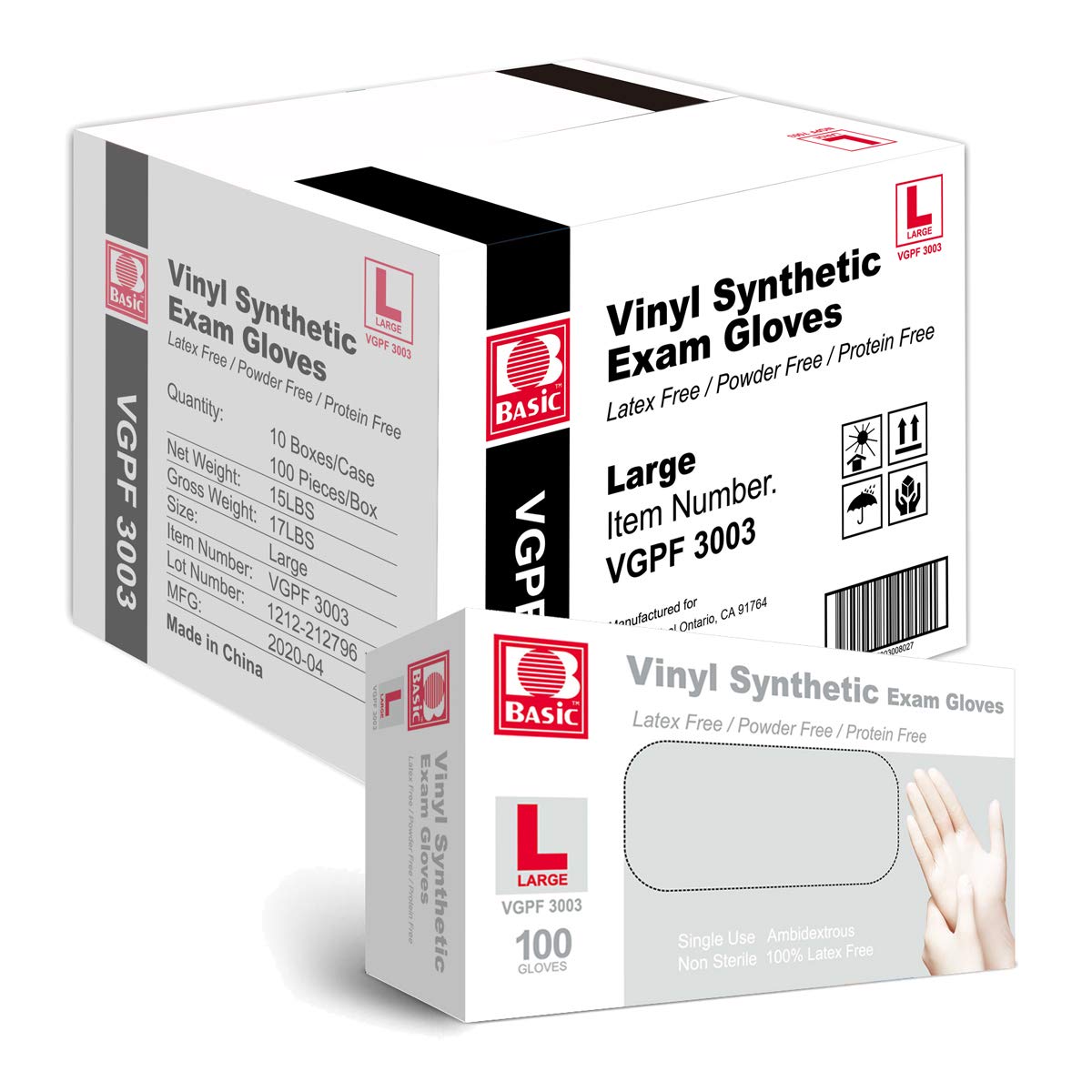 Intco Basic Clear Vinyl Exam Gloves (3-mil) Case of 10 boxes