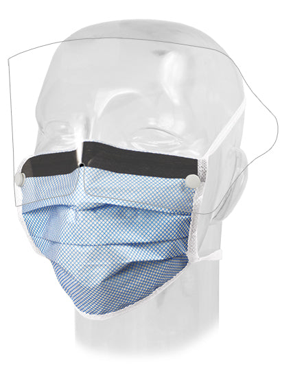 Aspen Surgical 65-3344 Mask, Surgical, DualGard, w/ Extended Shield, Blue Diamond, ASTM Level 3, Non-Sterile, 25/bx