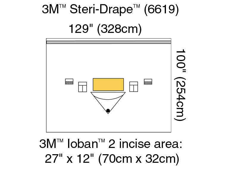 3M™ Steri-Drape™ Large Isolation Drape with Ioban™ 2 Incise Film and Pouch, 6619, 328cm x 254cm, 5 Ea/Car 1 Car/CS