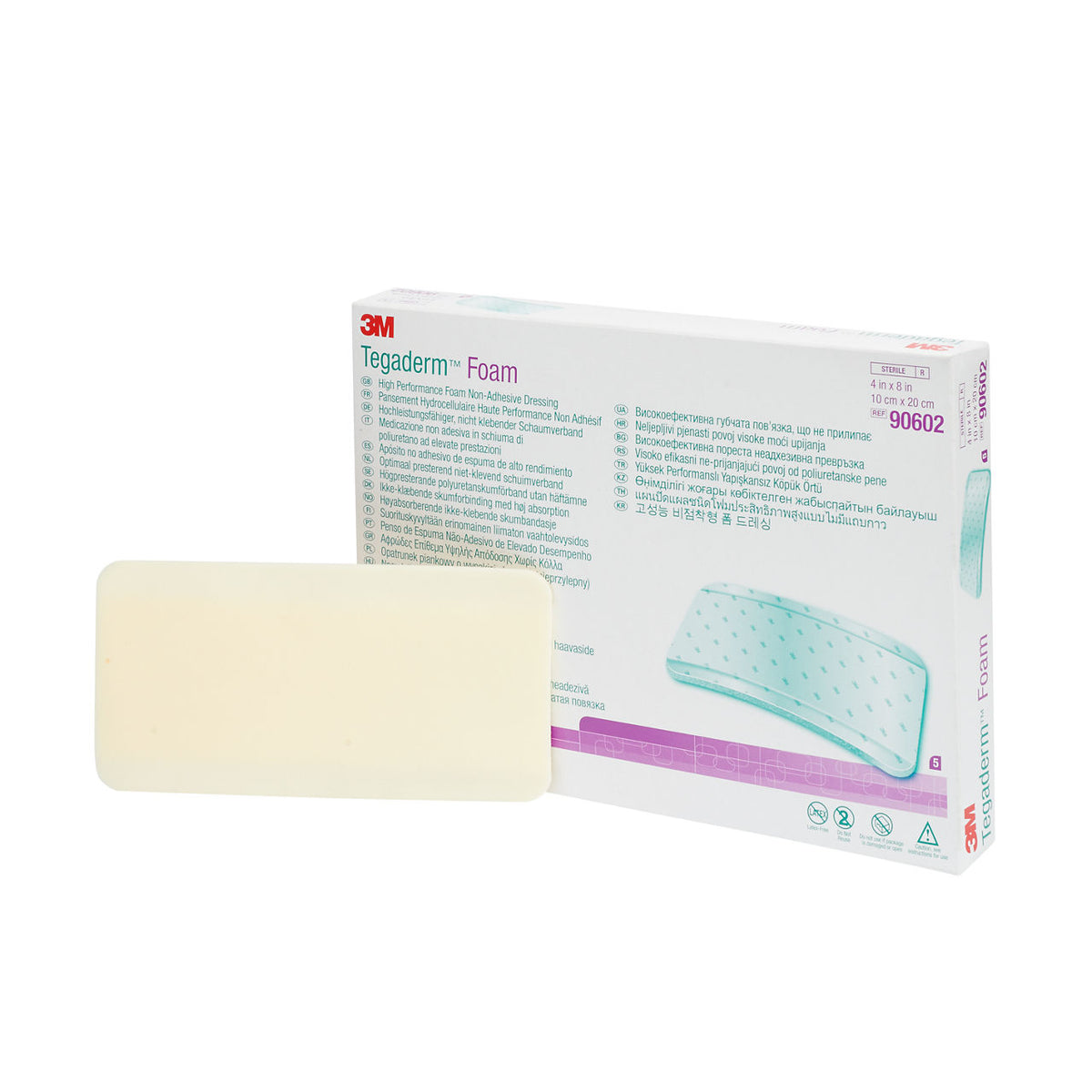 3M™ Tegaderm™ High Performance Foam Non-Adhesive Dressing, 90602, 4 in x 8 in (10 cm x 20 cm), 5/CAR, 6 CAR/CS, 30/CS