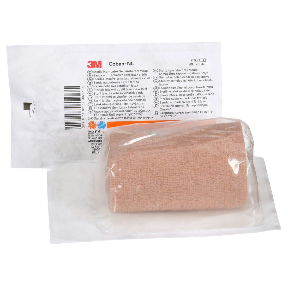 3M™ Coban™ NL Sterile Non-Latex Self-Adherent Wrap, 2084S, 4 in x 5 yd (10 cm x 4,5 m), 18 Rolls/Case