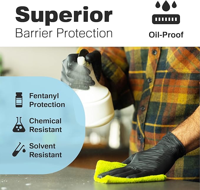 Raxwell RX Pro Black Nitrile Disposable Exam Gloves (5.5-mil) Pallet of 100 cases