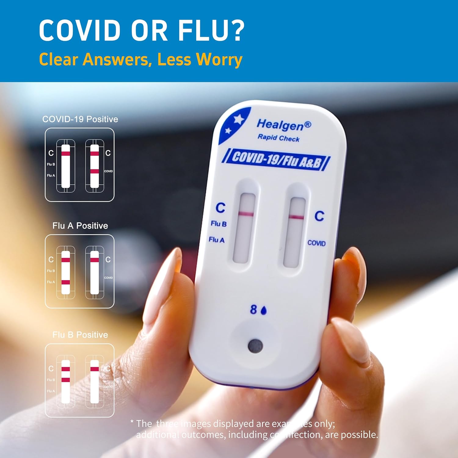 Healgen® Rapid Check® COVID-19/Flu A&B Antigen Test Pro (25 Tests / Kit) Case of 500 Tests