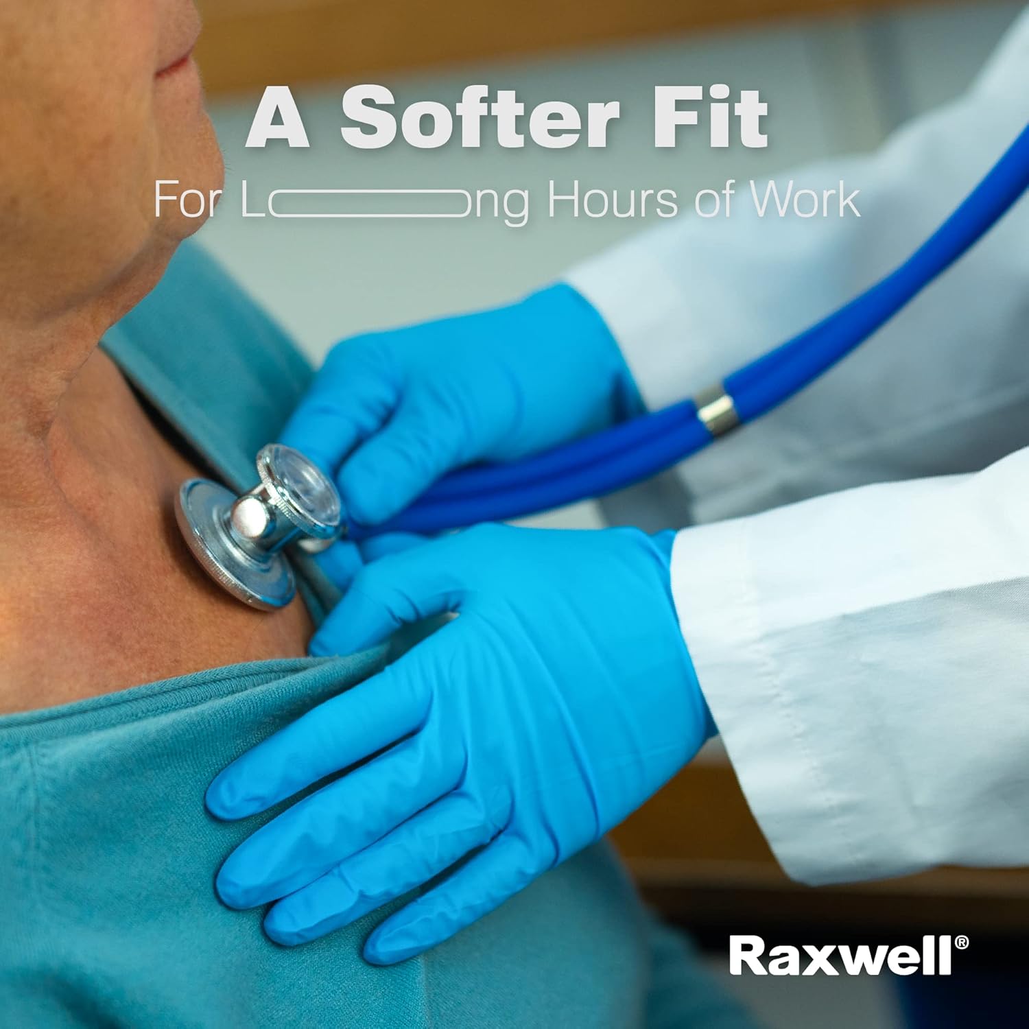 Raxwell RX301 Blue Nitrile Chemo Rated Exam Gloves (4-mil) Case of 10 boxes