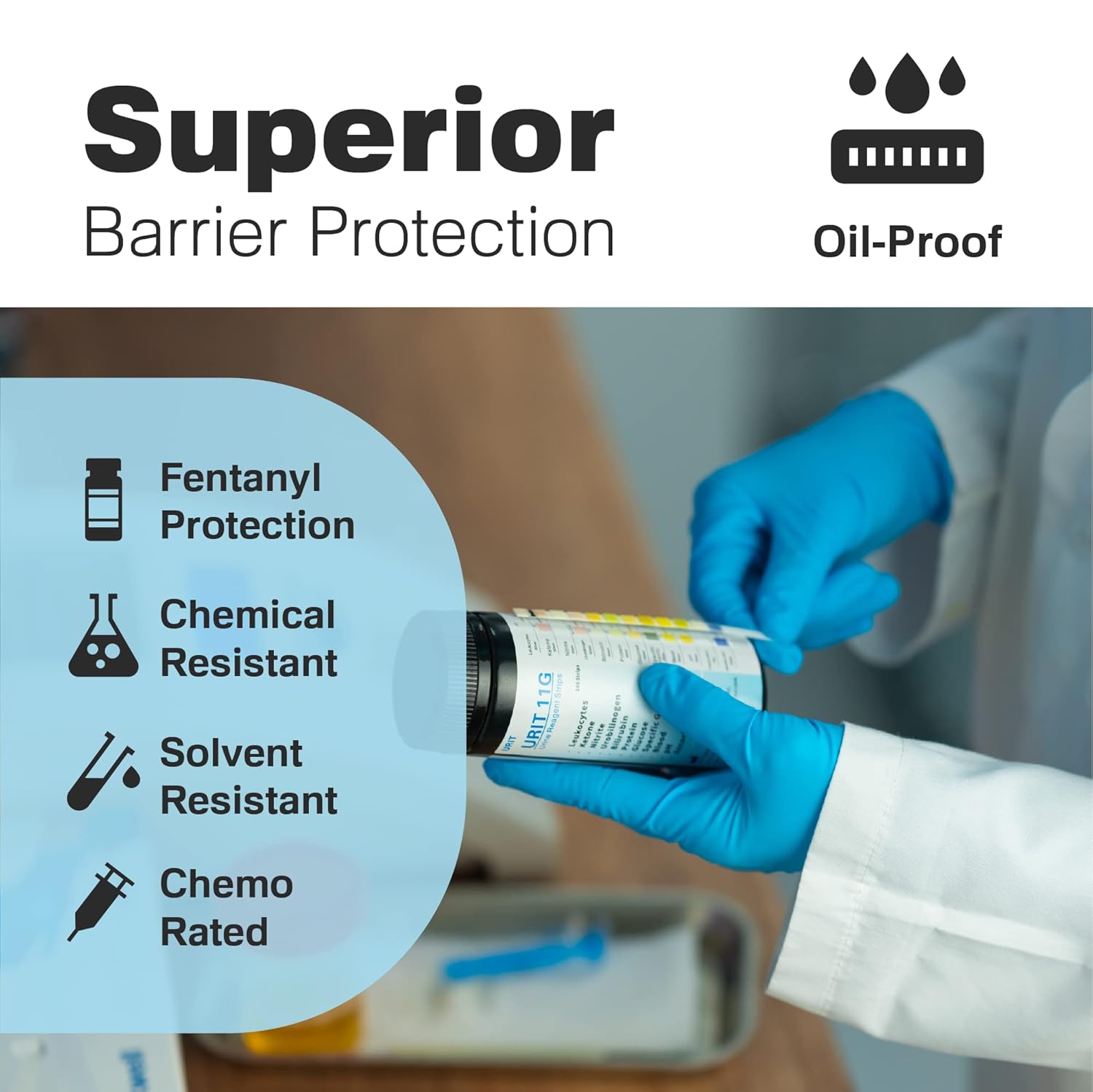 Raxwell RX301 Blue Nitrile Chemo Rated Exam Gloves (4-mil) Case of 10 boxes