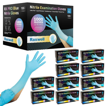 Raxwell RX301 Blue Nitrile Chemo Rated Exam Gloves (4-mil) Case of 10 boxes