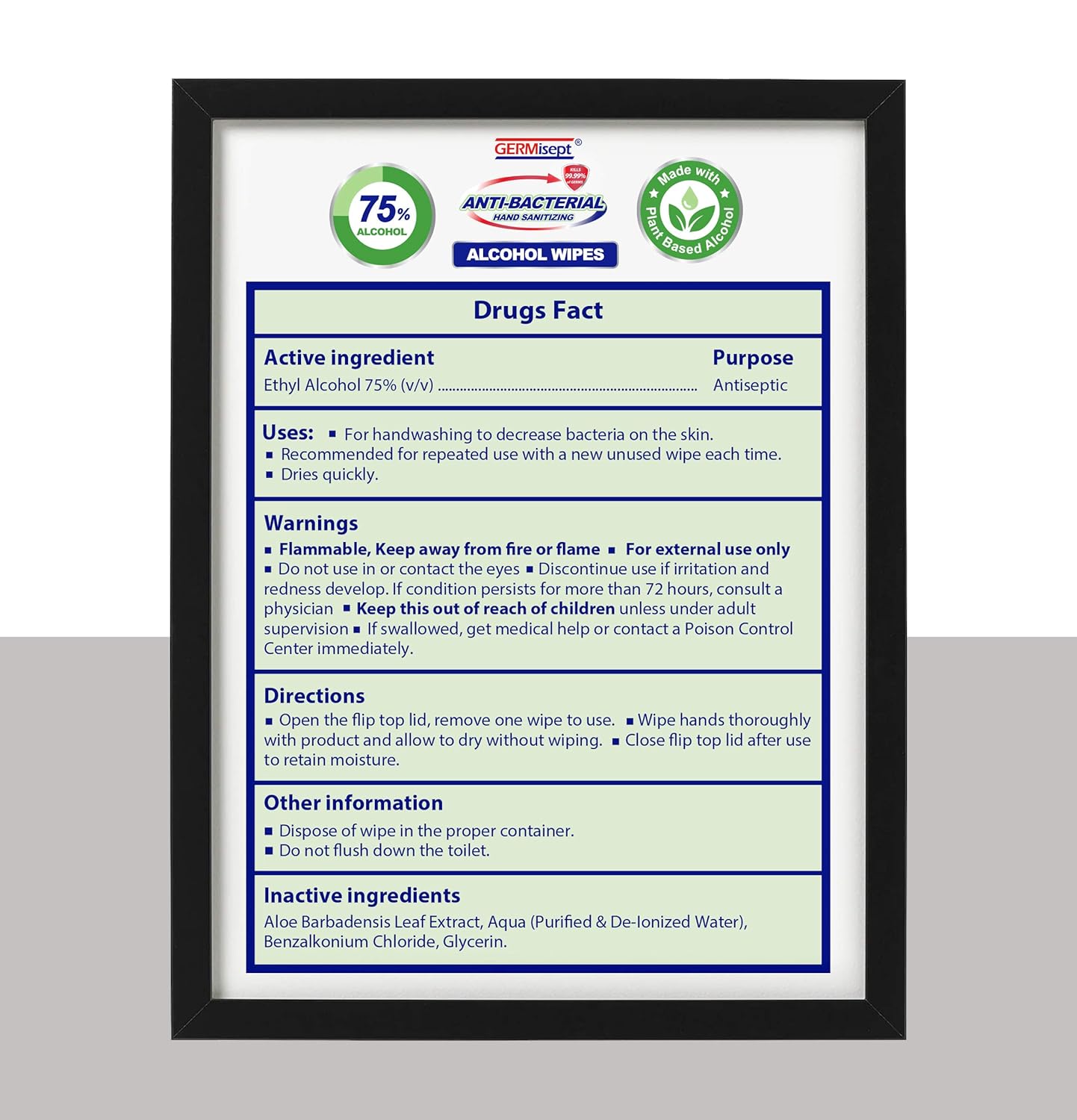 Germisept 75% Alcohol Advanced Hand Sanitizing Wipes (50 Wipes/Pack) Case of 24 Packs