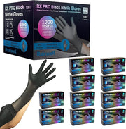 Raxwell RX Pro Black Nitrile Disposable Exam Gloves (6.5-mil) Case of 10 boxes