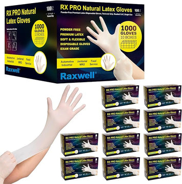 Raxwell RX Pro Latex Disposable Exam Gloves (8.5-mil) Case of 10 boxes