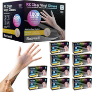 Raxwell RX Clear Vinyl Disposable Gloves (3-mil) Case of 10 boxes