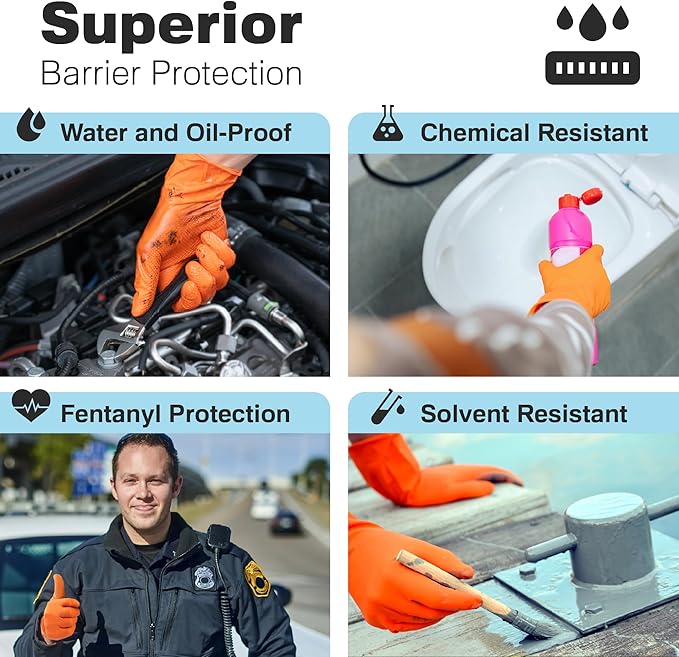 RX Pro Orange Nitrile Disposable Gloves (8.5-mil) Case of 10 boxes