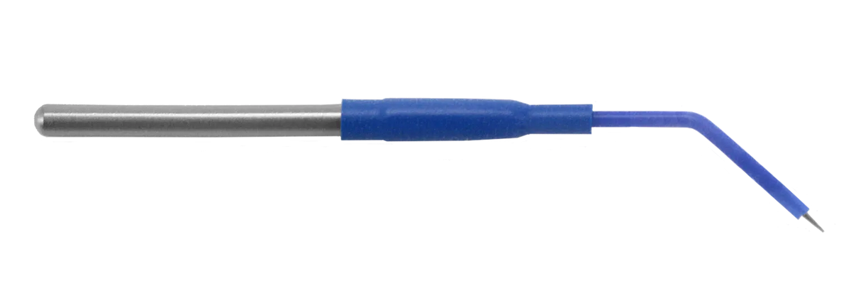 Aspen Surgical 97115BX Olsen Needle Electrode: Olsen 2 3/8" (6.0cm) Needle Electrode, Tungsten Wire Micro Dissection, 45° Angled Shaft, Insulated, Sharp Tip, Single Use, 5/Bx