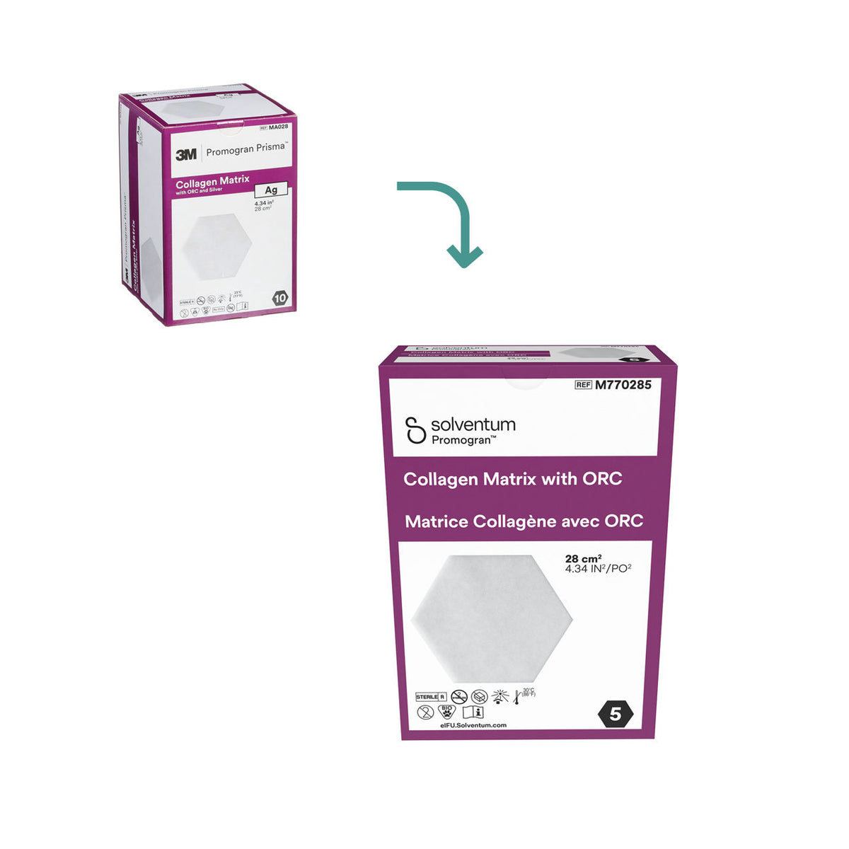 3M™ Promogran™ Collagen Matrix with ORC, PG019, Hexagon 123 cm2 (19.1 sq in), 10/Ct, 4 Cts/Cs