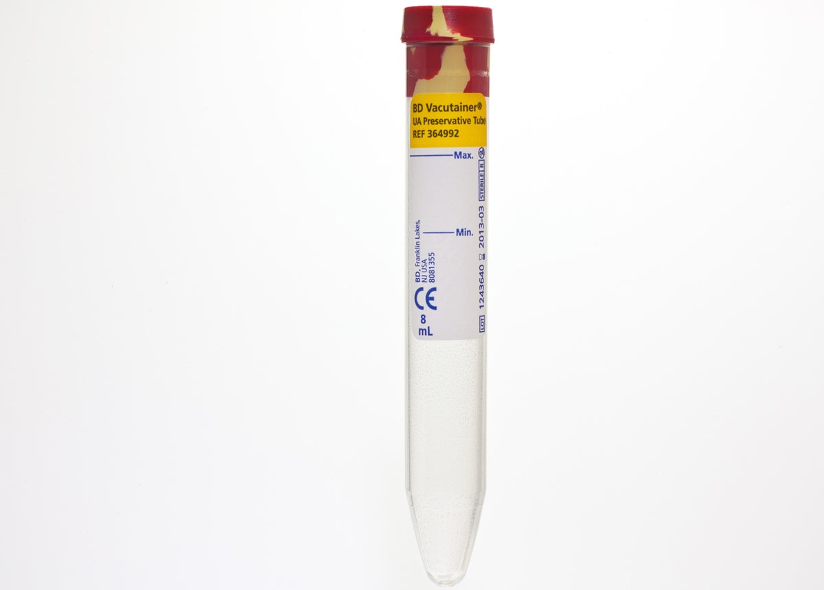 BD 364992 Vacutainer® Urine Collection System: Urinalysis Tube, 16 x 100mm, UA Preservative Plus Plastic Conical Bottom, 8mL Draw, 100/pk, 10 pk/cs