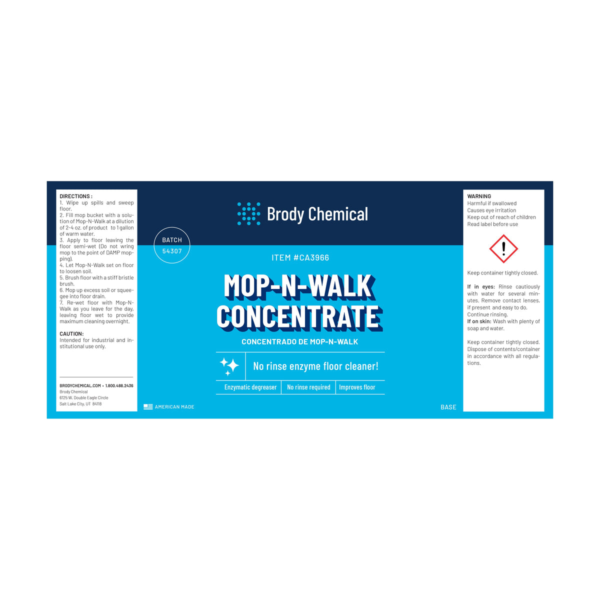 Brody Chemical CA3966 Mop-N-Walk Concentrate