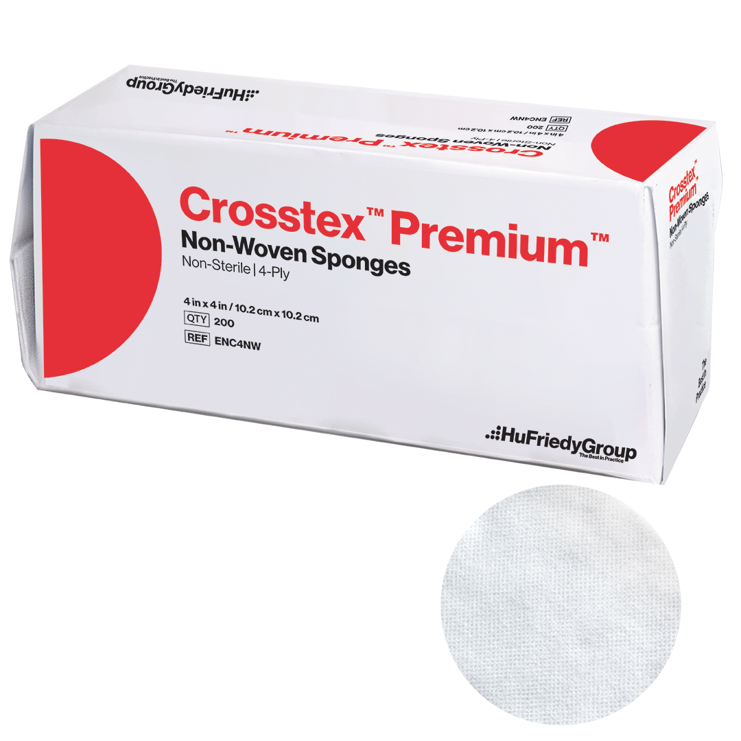 Crosstex Premium Non-woven 4-ply Sponges, 4" x 4", Premium, 40g, Non-Sterile, 2000/cs