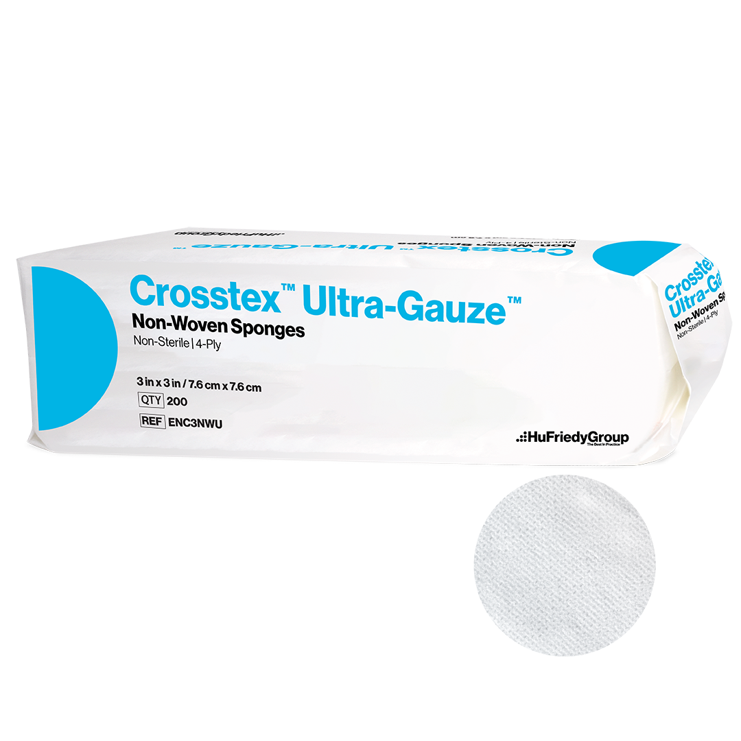 Crosstex Ultra Gauze™ Non-woven Sponges, 2" x 2", 4-Ply, Non-Sterile, 8000/cs