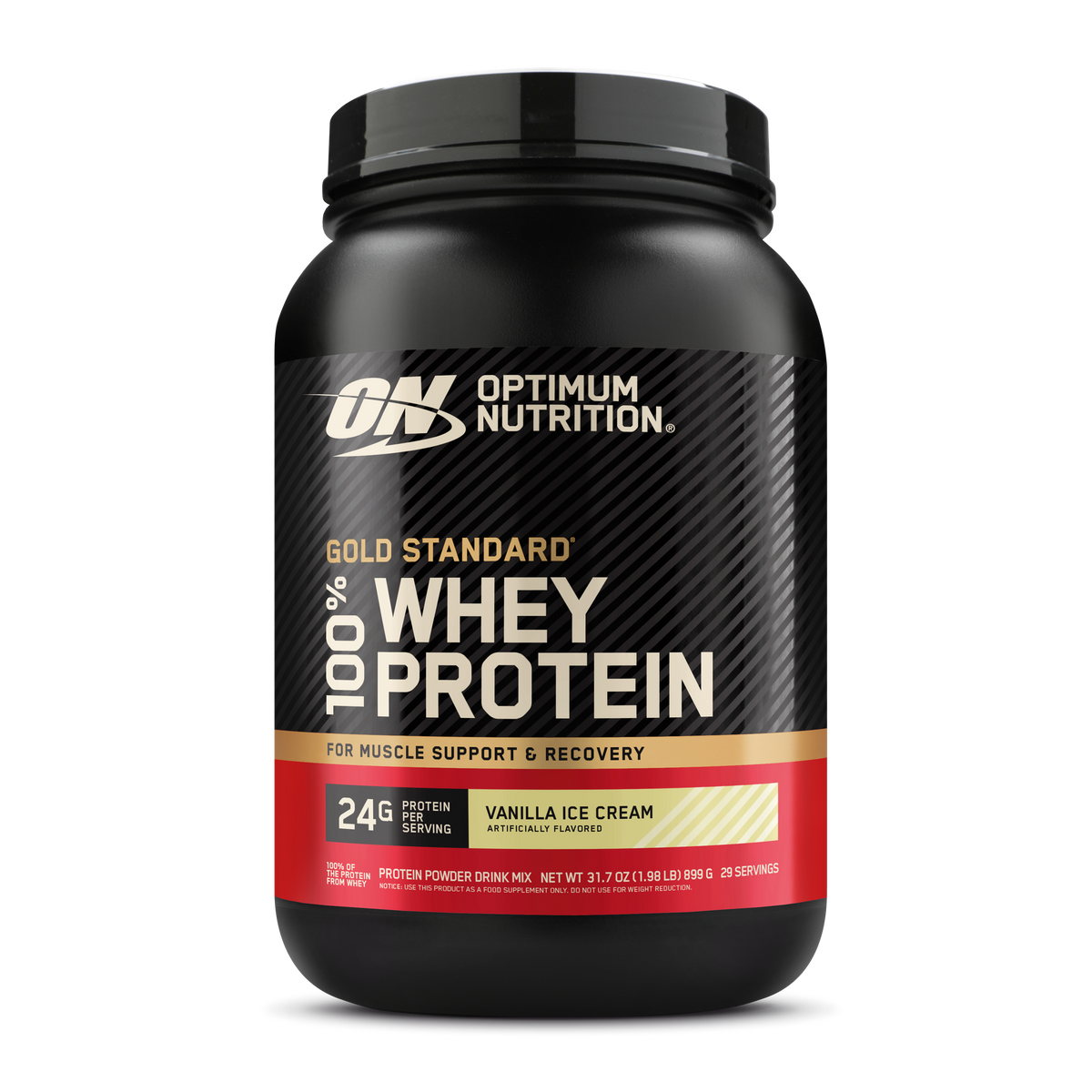 Optimum Nutrition 1111984 Gold Standard 100% Whey Protein Powder, Vanilla Ice Cream, 2 lb