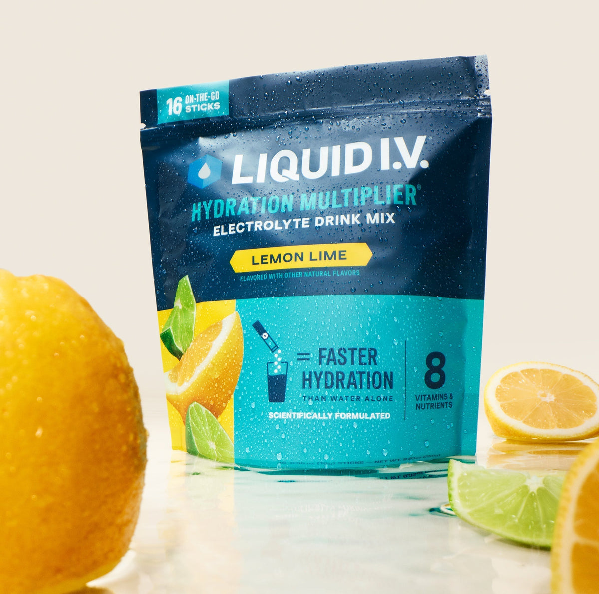 Liquid I.V. LVP-1602 Hydration Multiplier Electrolyte Drink Mix, Lemon Lime, 16 Sticks