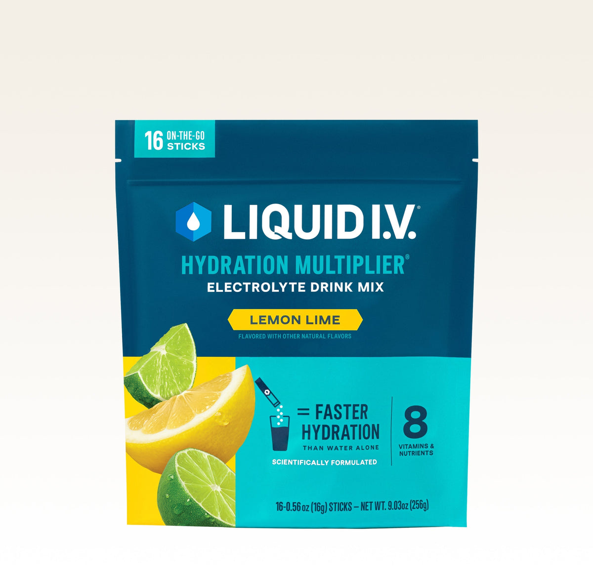 Liquid I.V. LVP-1602 Hydration Multiplier Electrolyte Drink Mix, Lemon Lime, 16 Sticks