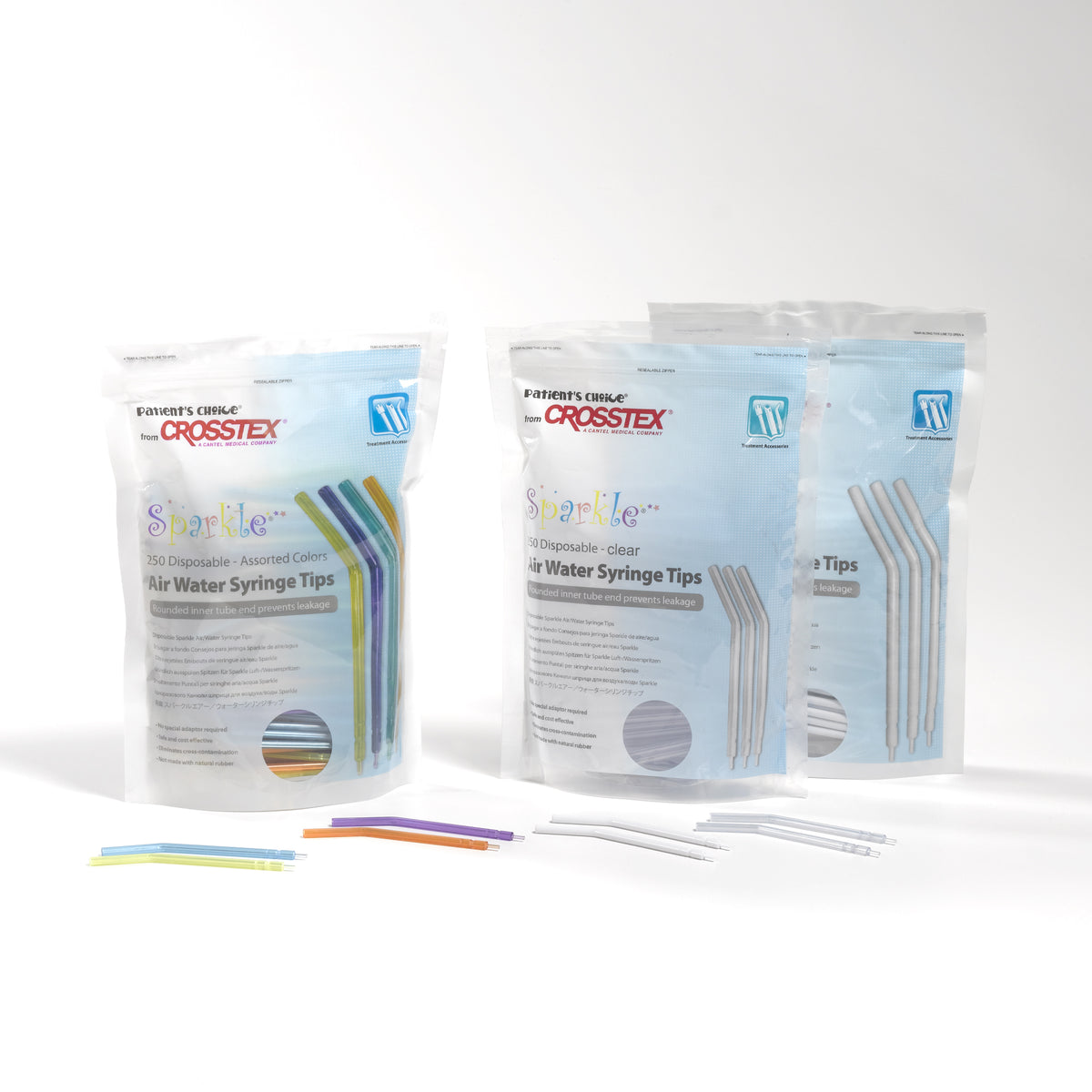 Crosstex International BCSAWS Crosstex Sparkle™ Disposable Air Water Syringe Tips, Assorted Colors, 250/bg