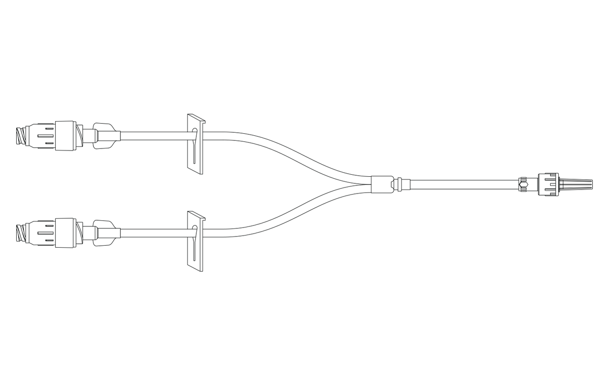 BD Carefusion Infusion Disposables: Extension Set, Pressure Rated, Minibore, Purple Striped, (2) Removable MaxPlus Clear Needle-Free Connectors, (2) Slide Clamps, Spin Male Luer Lock, Not Made with DEHP, 8.375" Length, 1.1ml PV, Sterile, 50/cs
